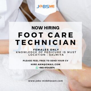 📢NOW HIRING! for a reputed FOOT CARE CLINIC in Salmiya

📌Only for locally available candidates with visa 18 or 22

#footcare #pedicure #clinicaljobs #nursejobs #jobsinkuwait #kuwaitjobs #kuwait #kuwaitcity #kuwaitfashion #kuwaitinstagram #jobs #jobs2023 #jobseekers #jobshiring #jobsearching #jobsme #jobsmekwt